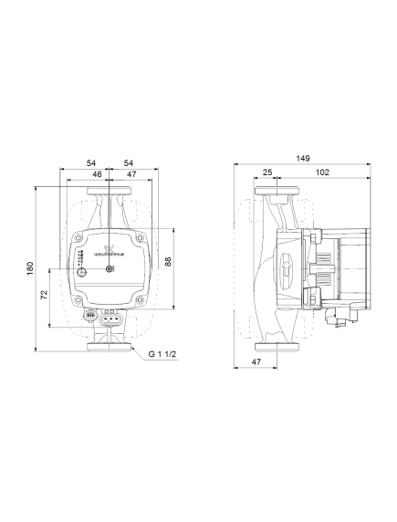 Grundfos Alpha1 L 25 – 60 elektronikusan szabályzott nagyhatásfokú keringető fűtési rendszer szivattyú 99160584