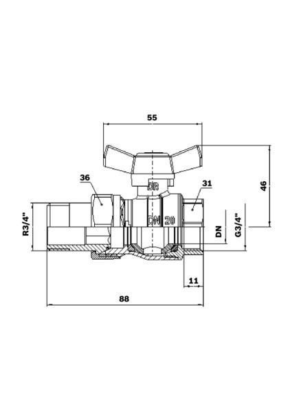 Herz Modul golyóscsap 3/4" KB hollandi 1 2211 12